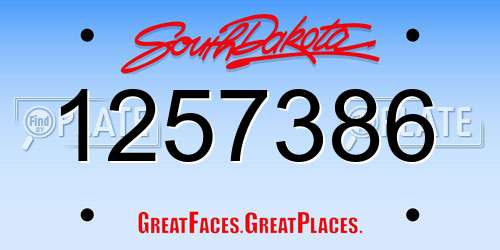 1257386 South Dakota License Plate