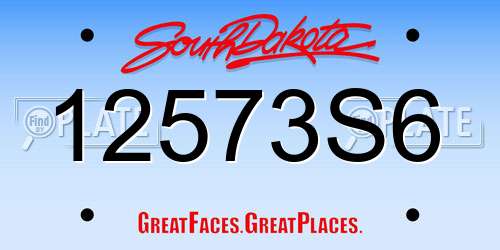 12573S6 South Dakota License Plate