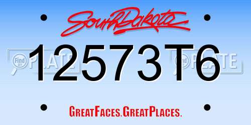 12573T6 South Dakota License Plate