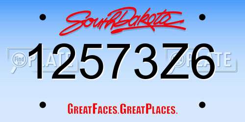 12573Z6 South Dakota License Plate