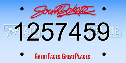 1257459 South Dakota License Plate