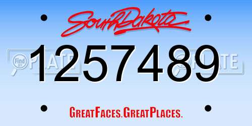 1257489 South Dakota License Plate