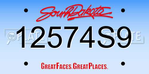 12574S9 South Dakota License Plate