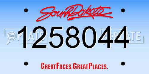 1258044 South Dakota License Plate
