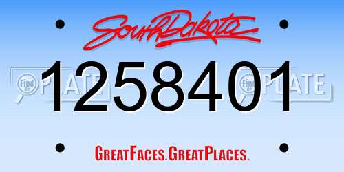 1258401 South Dakota License Plate