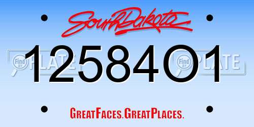 12584O1 South Dakota License Plate