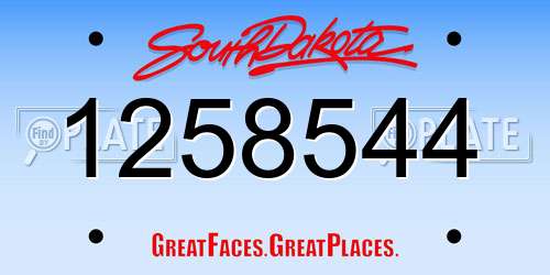 1258544 South Dakota License Plate