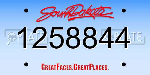 1258844 South Dakota License Plate