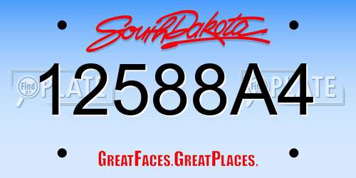 12588A4 South Dakota License Plate