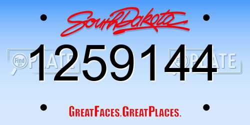 1259144 South Dakota License Plate