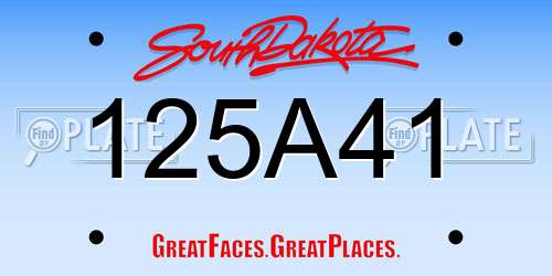 125A41 South Dakota License Plate