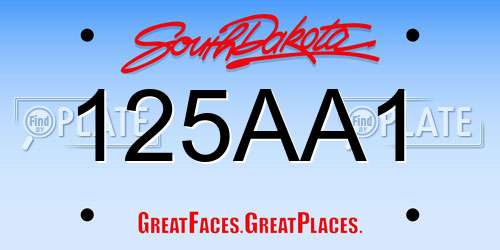 125AA1 South Dakota License Plate