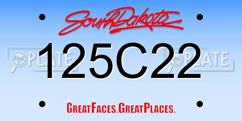 125C22 South Dakota License Plate