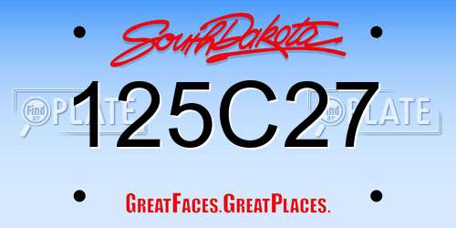125C27 South Dakota License Plate