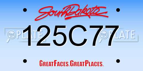 125C77 South Dakota License Plate