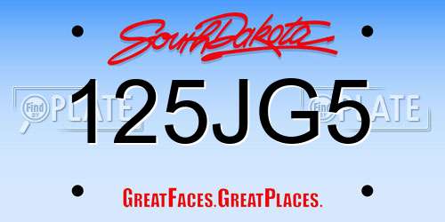 125JG5 South Dakota License Plate