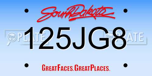 125JG8 South Dakota License Plate