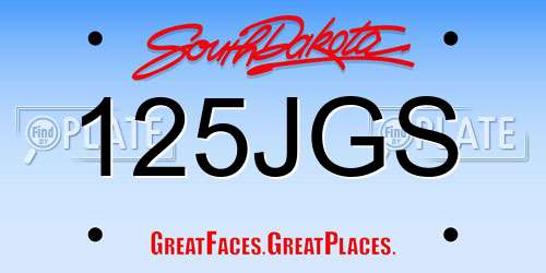 125JGS South Dakota License Plate