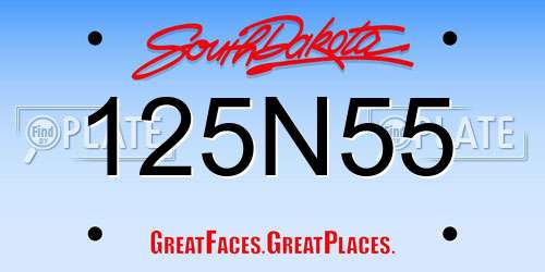 125N55 South Dakota License Plate