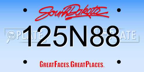 125N88 South Dakota License Plate