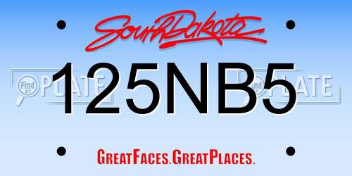 125NB5 South Dakota License Plate