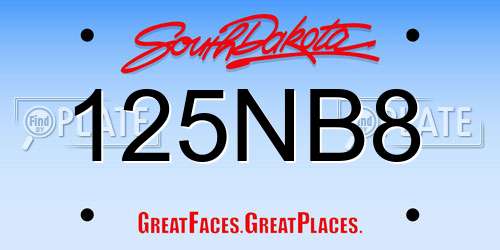 125NB8 South Dakota License Plate
