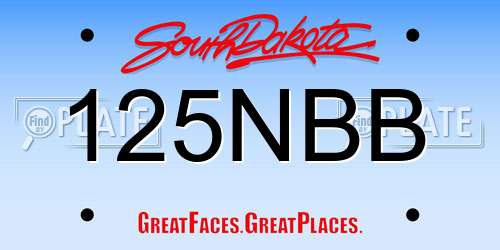 125NBB South Dakota License Plate