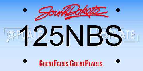 125NBS South Dakota License Plate