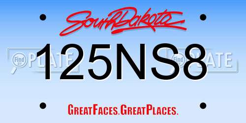 125NS8 South Dakota License Plate