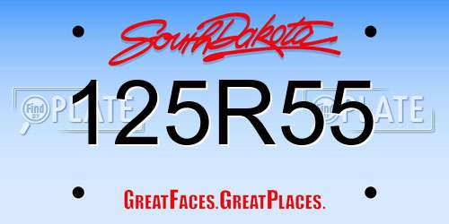125R55 South Dakota License Plate