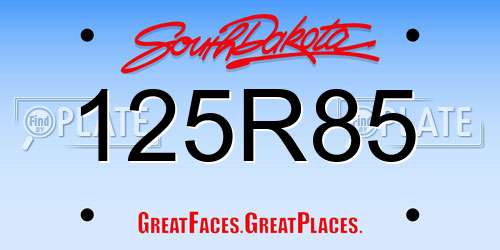 125R85 South Dakota License Plate