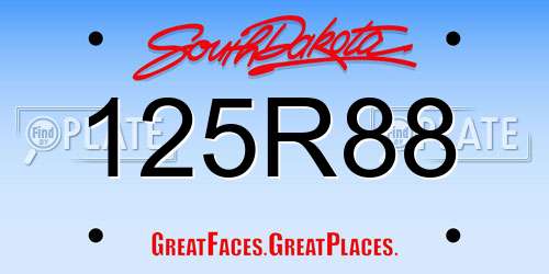 125R88 South Dakota License Plate