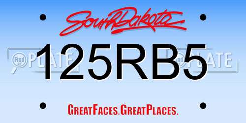 125RB5 South Dakota License Plate