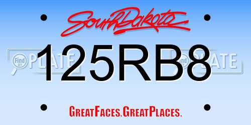 125RB8 South Dakota License Plate