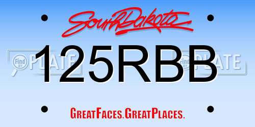 125RBB South Dakota License Plate