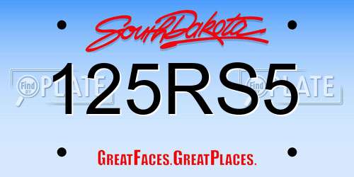 125RS5 South Dakota License Plate