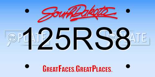 125RS8 South Dakota License Plate