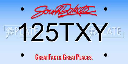 125TXY South Dakota License Plate