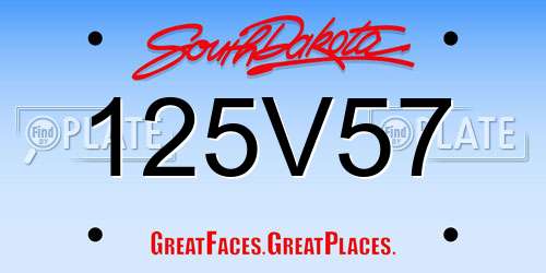 125V57 South Dakota License Plate