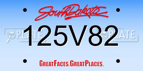 125V82 South Dakota License Plate