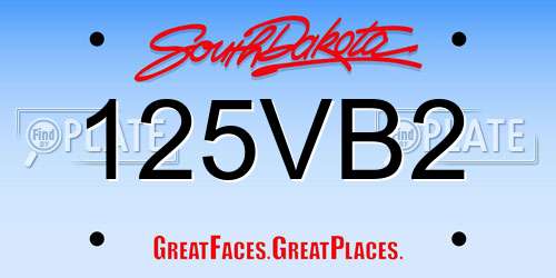 125VB2 South Dakota License Plate