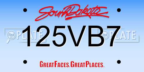 125VB7 South Dakota License Plate