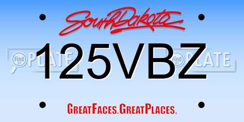 125VBZ South Dakota License Plate