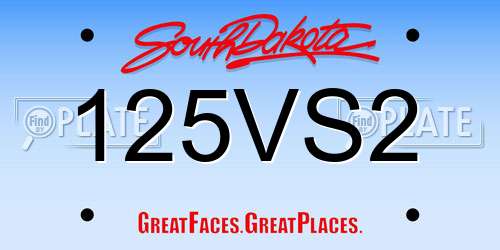 125VS2 South Dakota License Plate