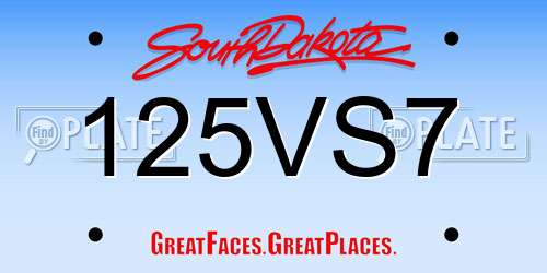 125VS7 South Dakota License Plate