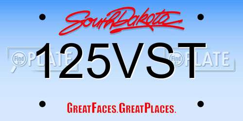 125VST South Dakota License Plate