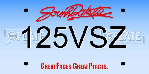 125VSZ South Dakota License Plate
