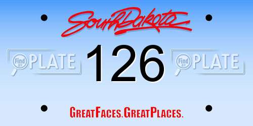 126 South Dakota License Plate