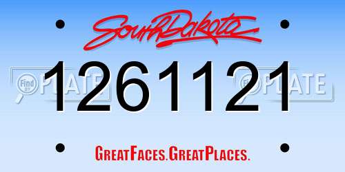 1261121 South Dakota License Plate