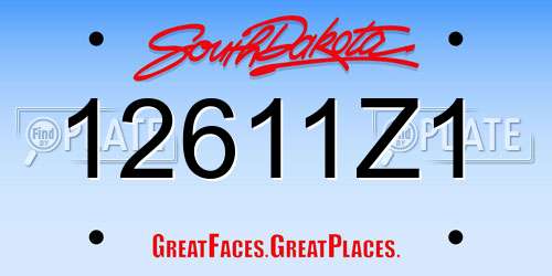 12611Z1 South Dakota License Plate
